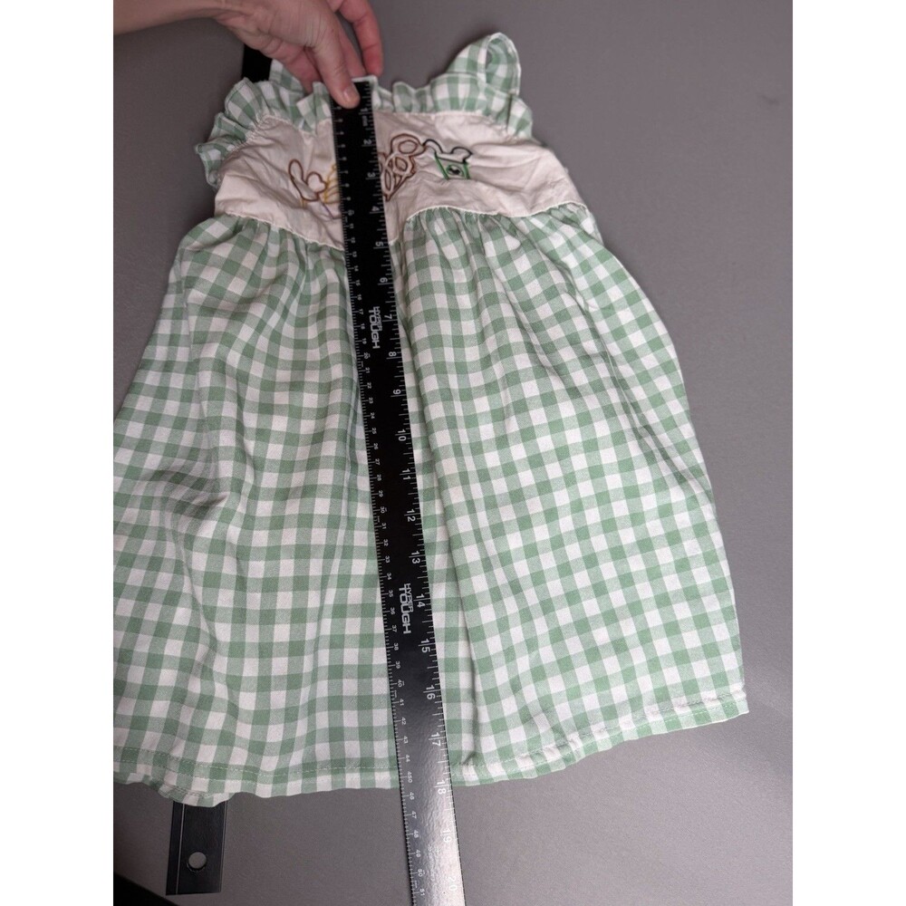 Girls Disney Snack Embroidered Gingham Dress Size 3XL (Fits 2T/3T) Green Cotton - Picture 6 of 14